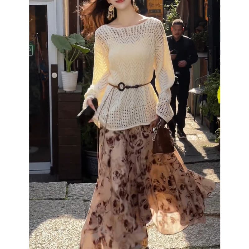 Spring Summer Autumn New Stylish Women Korean Soft Temperament Seaside Vacation Hollow Knit Cover Sweater