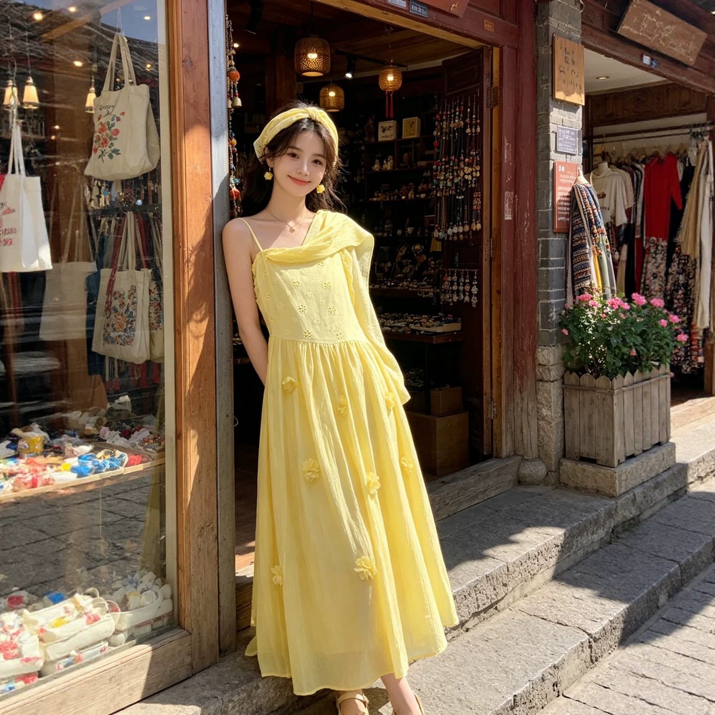 Korean-style Gentle Aesthetic 3D Floral Strapless Dress for Women, New Summer Slim Fit High-Waist Elegant Long Dress