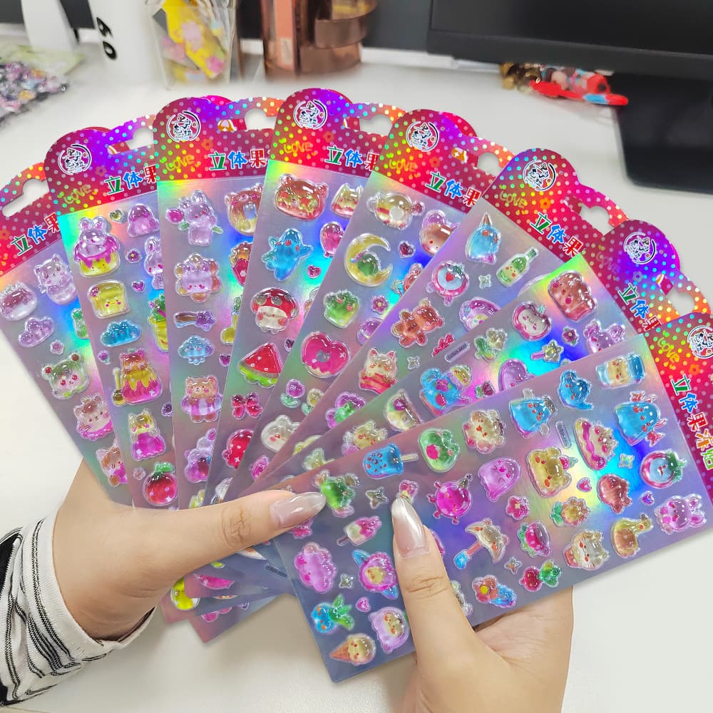 3D three-dimensional relief crystal stickers, cartoon children's handbook decoration stickers, cute style