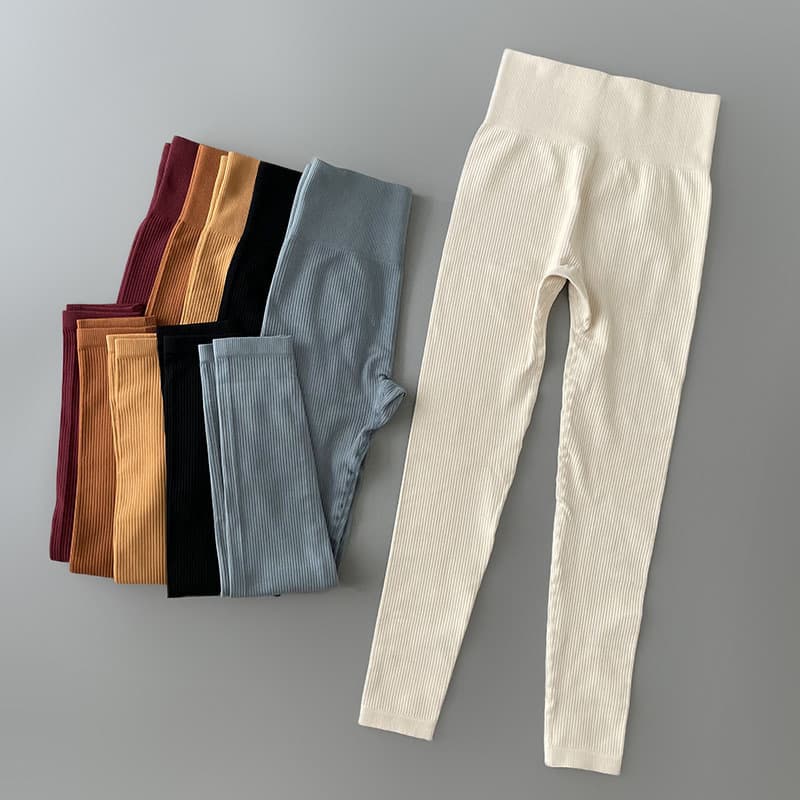 Ribbed Yoga Pants High Waisted Gym Leggings for Women