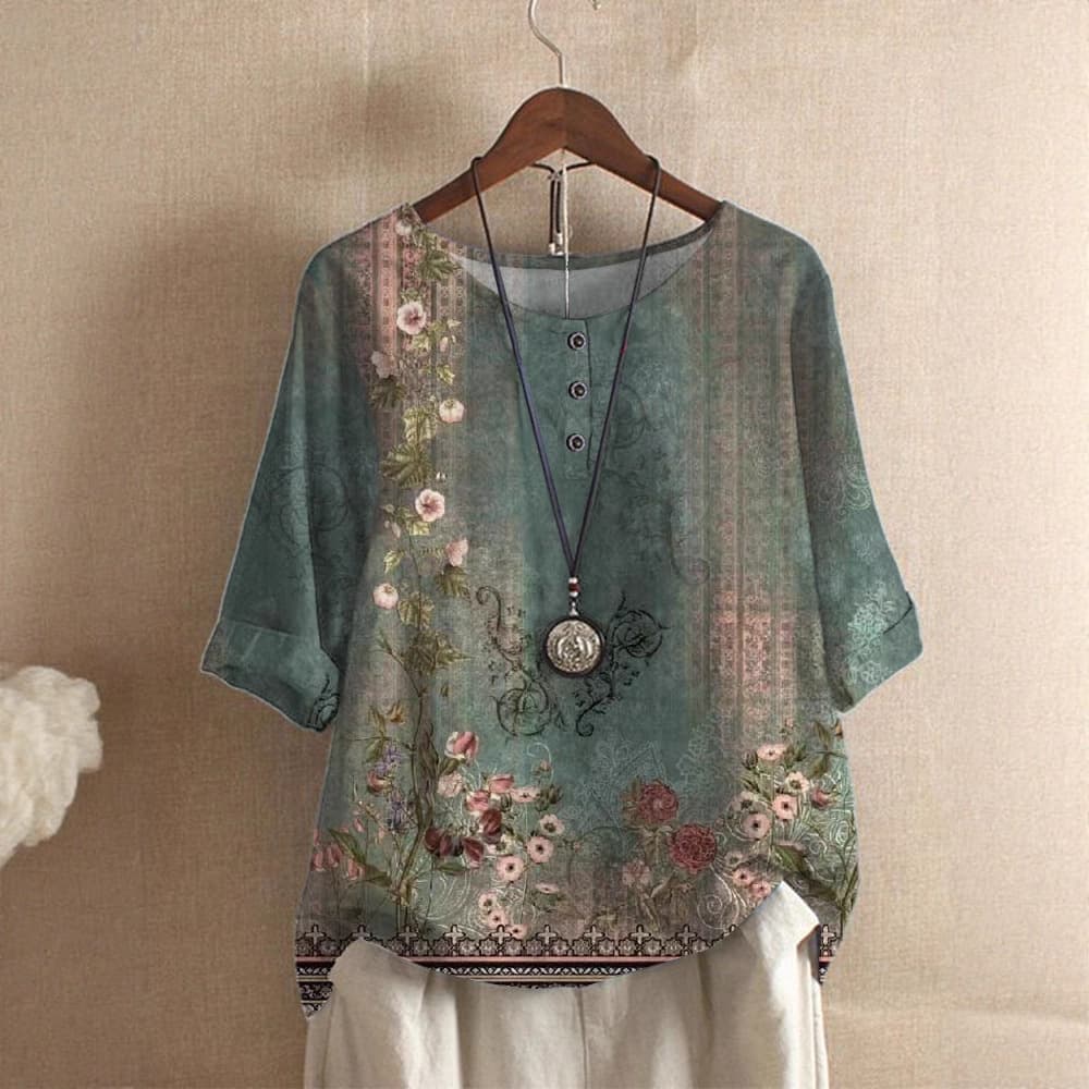 European and American Cross-border Amazon Wish Women's Loose Fashion Digital Print Casual Top