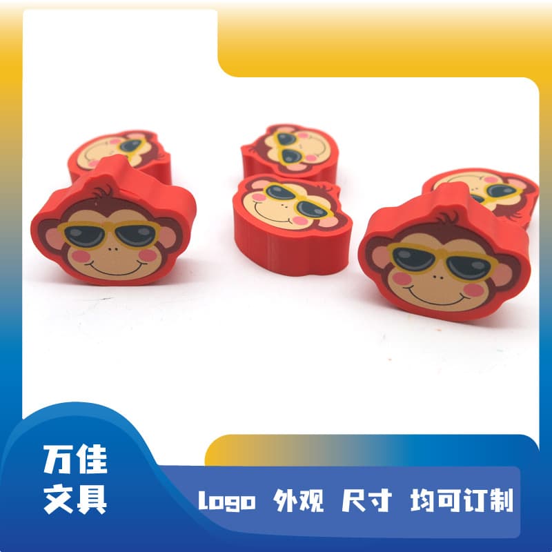 Color background eraser, monkey shape eraser, single-sided color UV full-color advertising foreign trade animal eraser