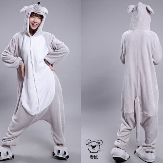 Autumn Winter Twelve Zodiac Rat Flannel Cartoon Animal Onesie Pajamas, Toilet-Friendly Couple Loungewear, Warm Couple Style