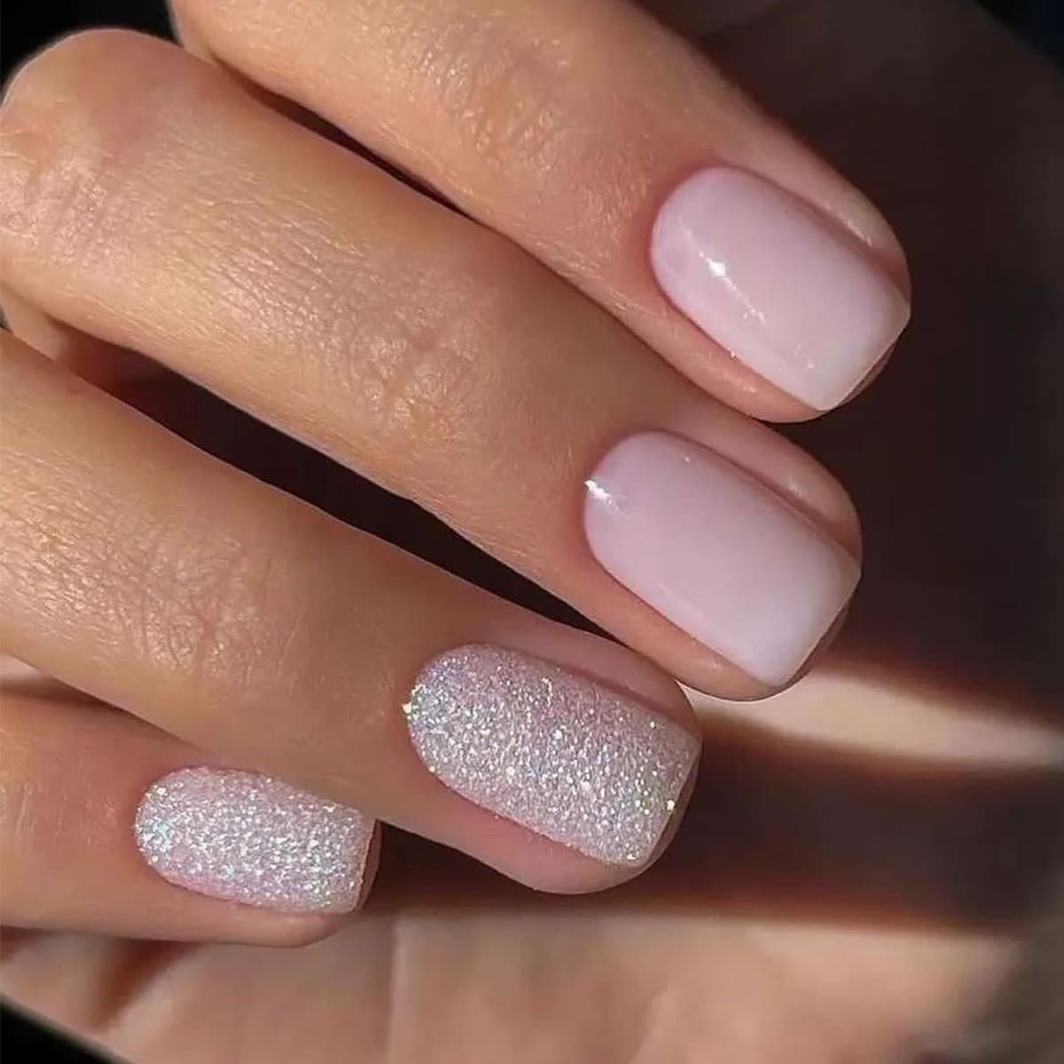 Cross-border trade simple nail art wear fake nail stickers French jump color glitter gentle Press on nails