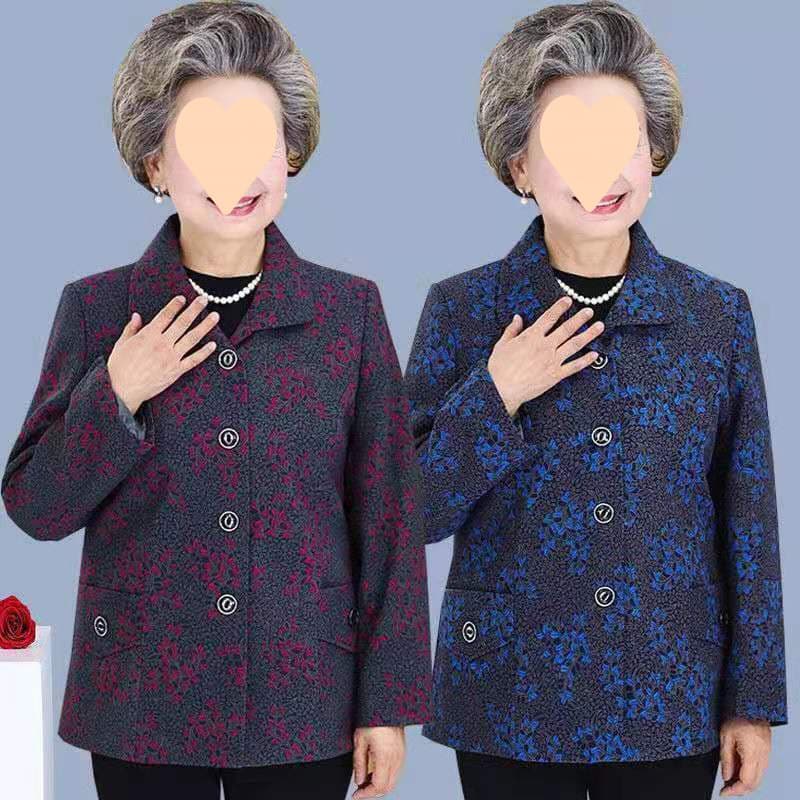 Spring/Autumn Jacket for Elderly Women, Plus Size Blouse for Grandmother, Mother's Top, Senior Lady Outfit