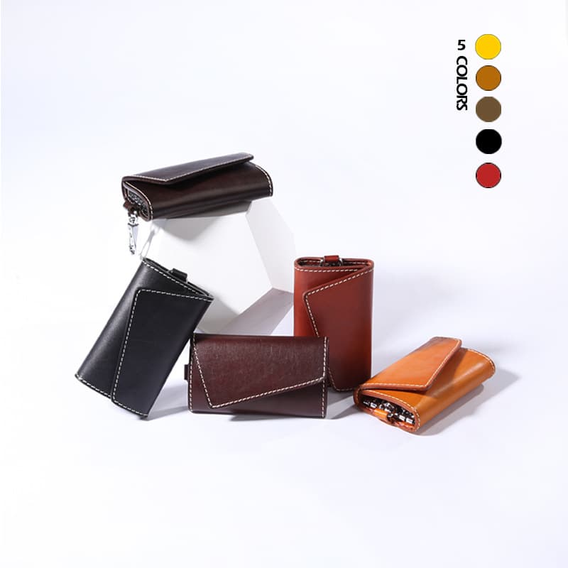 Leather Key Pouch Car Stitching Genuine Leather Casual Car Keys Holder Whale Song Neutral/Turned-In Style Tanned Leather