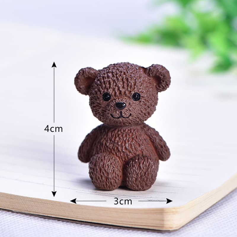 Teddy Bear Miniature Landscape DIY Potted Plant Ornament Creative PVC Plastic Cute Animal Figurine Coffee Yellow Bear