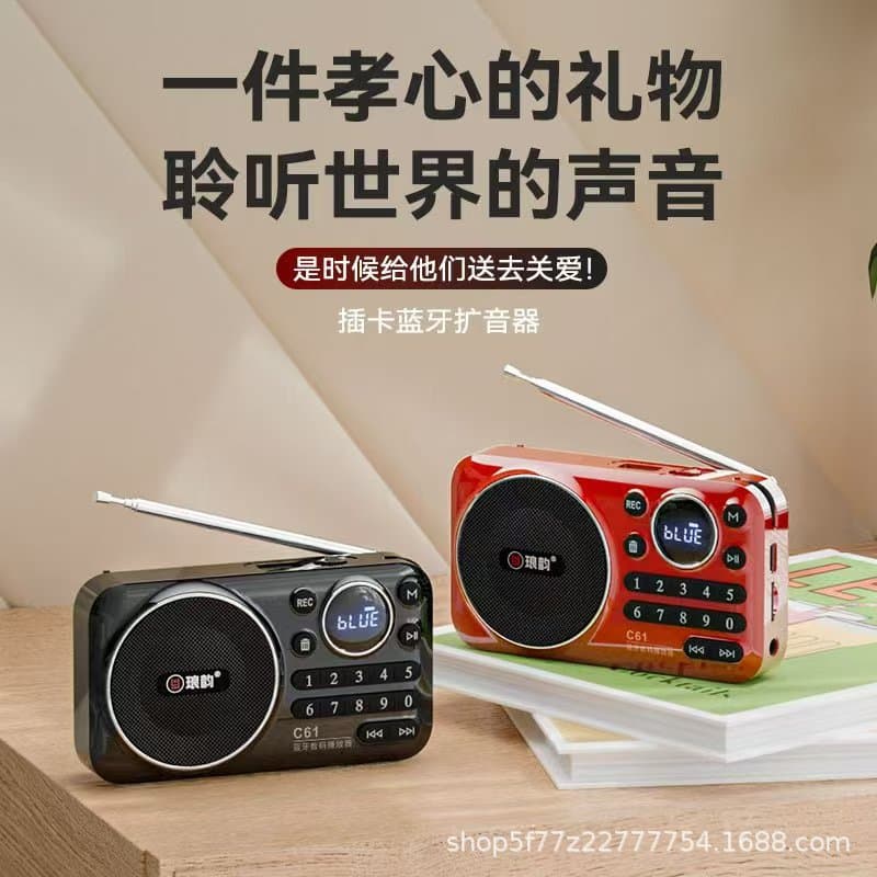 2025 New High-End Radio with Card Slot, USB, Bluetooth Speaker Mini Portable Player