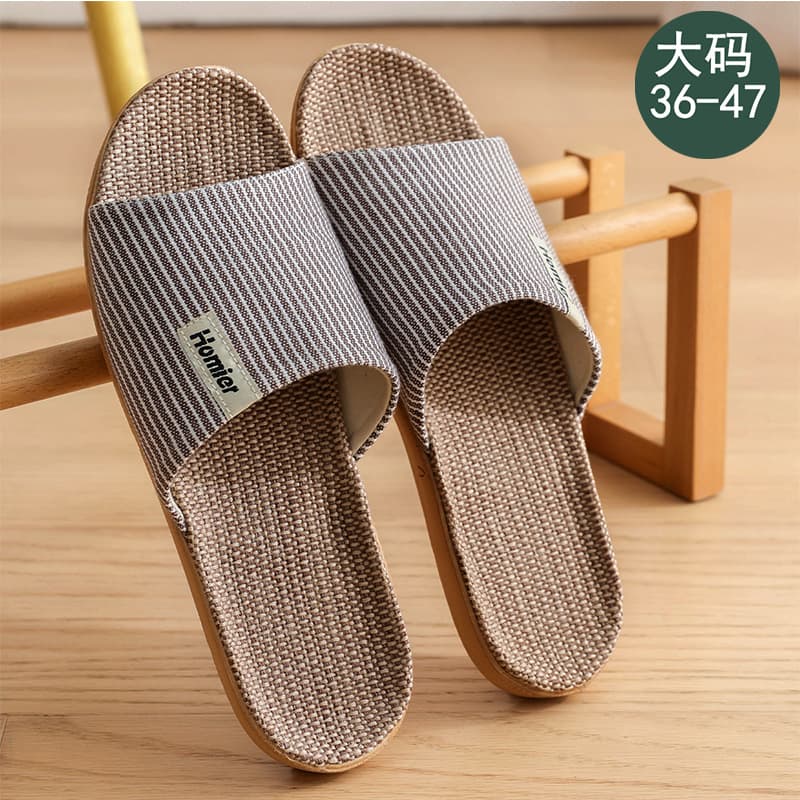 Linen Slippers for Men Spring/Autumn Indoor Home Quiet Home Use All-Season Cotton-Linen Slippers for Women New Winter/Summer