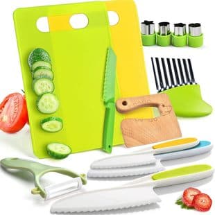 Children's Plastic Knife Set Kids Kitchen Fruit Knife Set Toddler Knife Cooking Kitchen Set Cutting Board