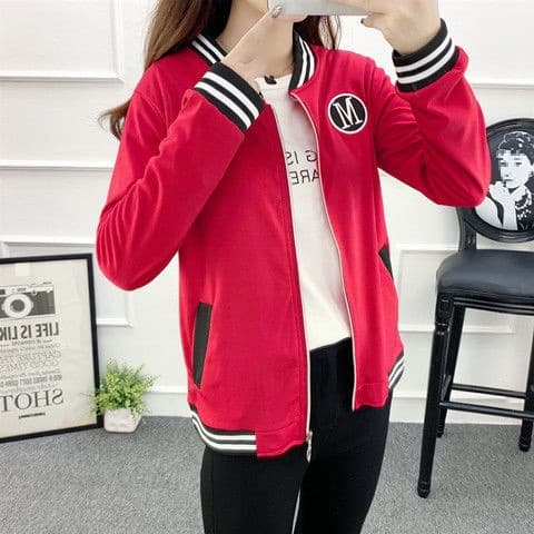 Women's Spring and Autumn New Korean Style Baseball Jacket, Loose Fit, Plus Size, Women's Clothing (Weight)