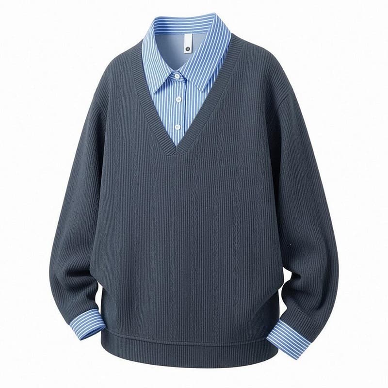 Spring and Autumn Holiday Two-piece Lapel Shirt Stitched Fashionable Versatile Long Sleeve CS26362C-P35
