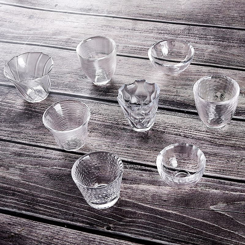 Manufacturer Direct Sales Glass Japanese Small Tea Cups, Gongfu Tea Set Eight-Piece Set, Small Commodity Wholesale, Tasting Cup, One-Sip Cup
