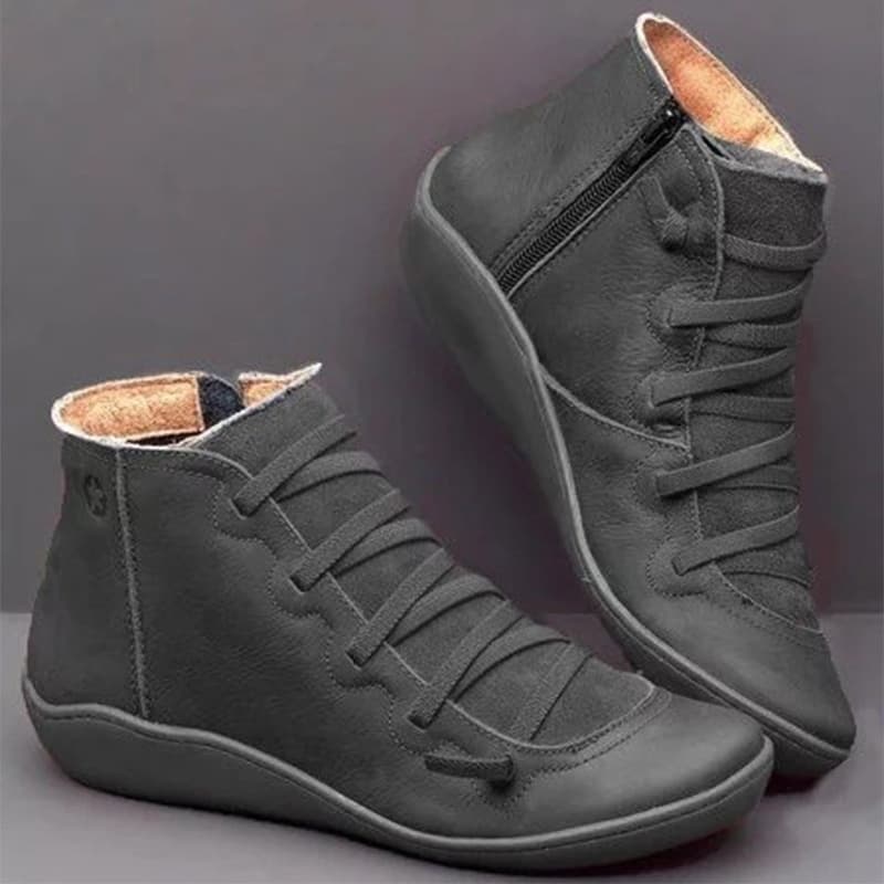 2022 Women's Boots for Export, Round Toe Casual Leather Boots with Side Zipper, Martin Boots for Women on Amazon