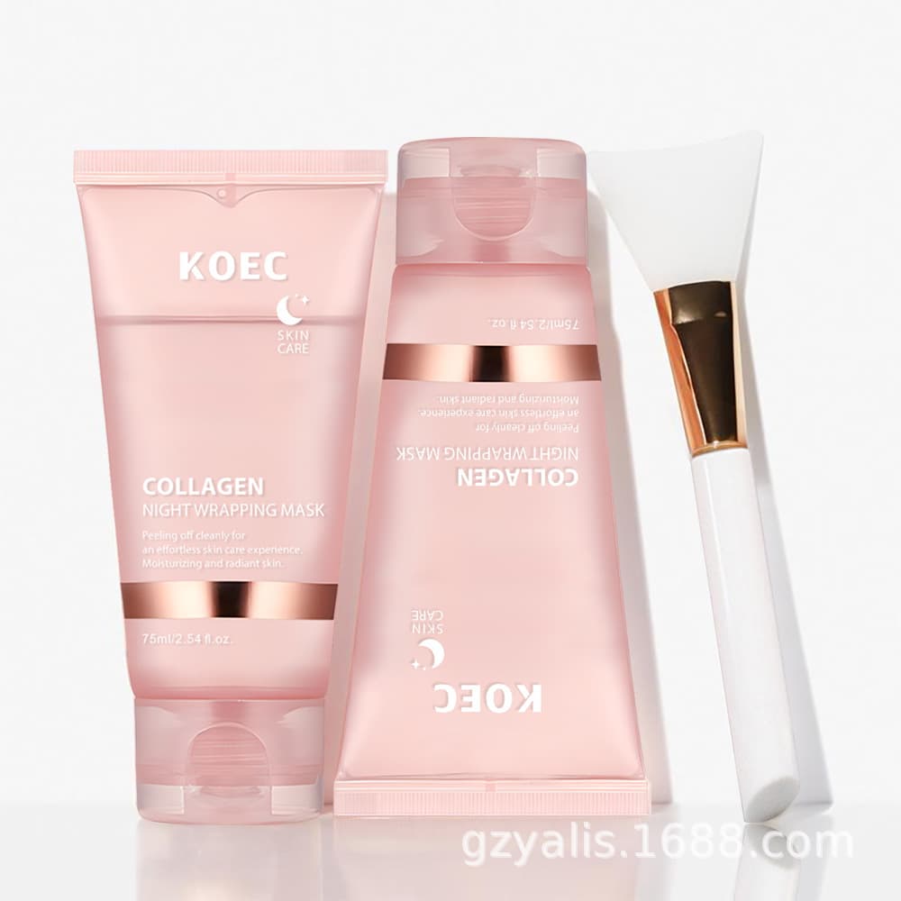 KOEC Collagen Peel off Mask with Brush Hydrating Moisturizing Deep Cleaning Nighttime Face Mask for All Skin Types 75ml