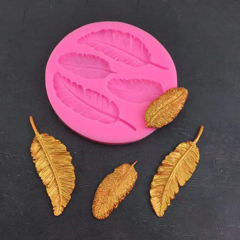 Feather Silicone Cake Decoration Mold DIY Sugar Art Car Air Freshener Hanger Tool Baking Mould for Cake Bread Mousse Jelly Chocolate