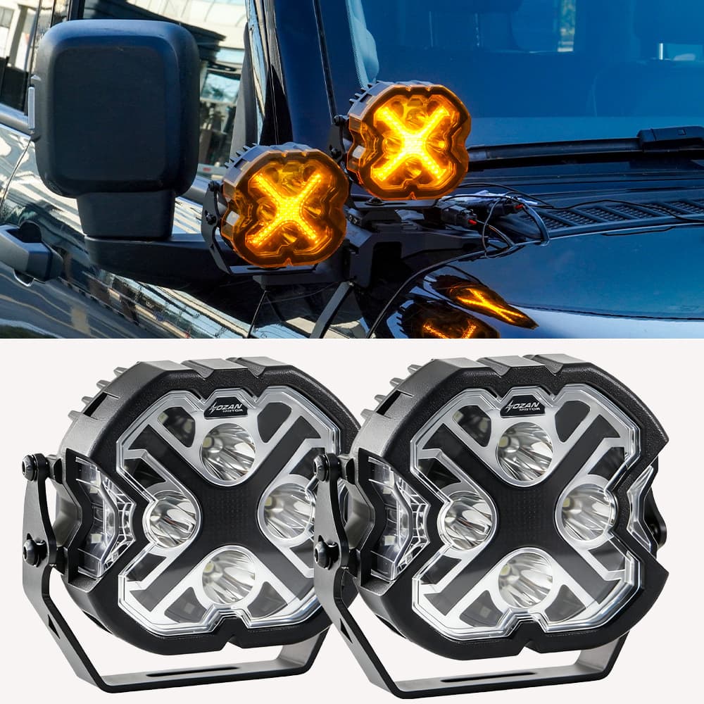 Compatible with Jeep Wrangler 4.7-Inch A-Pillar Light Bar Battle Axe X-Blade Off-Road Auxiliary LED Fog Light