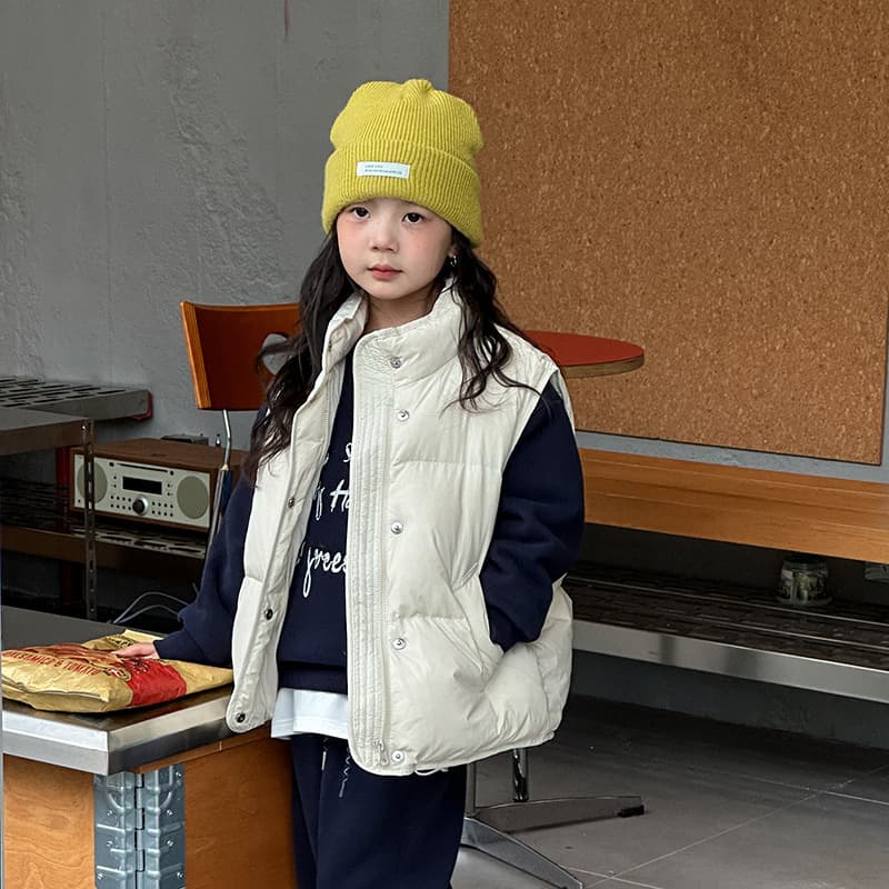 New National Standard Traceable White Duck Down~Children's Loose Fit Stand-collar Winter Vest