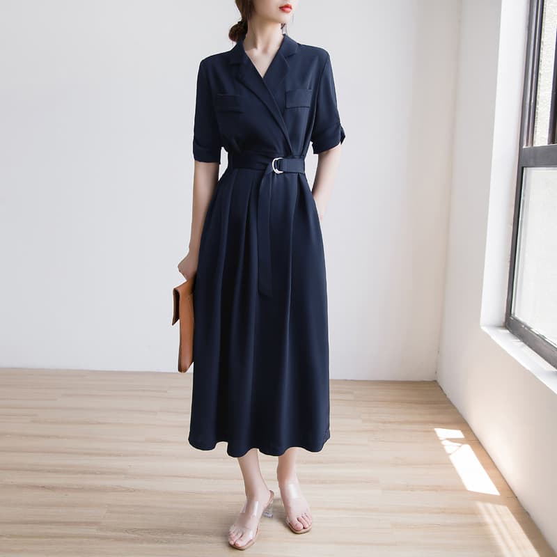 Plus Size Women's Dress for Covering Flaws, Slimming Waist, Elegant Professional Blazer Dress, Long Summer Dress for Curvy Women