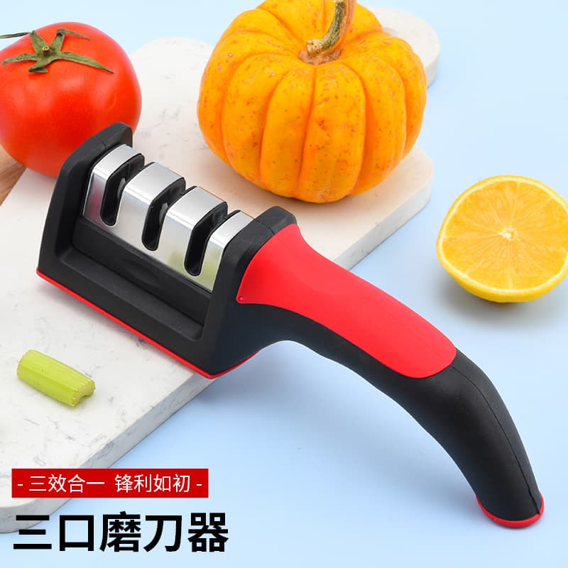 Three-Step Quick Knife Sharpening Tool Street Stall Vegetable Knife Honing Coarse Fine Grinding Stone Stainless Steel Material