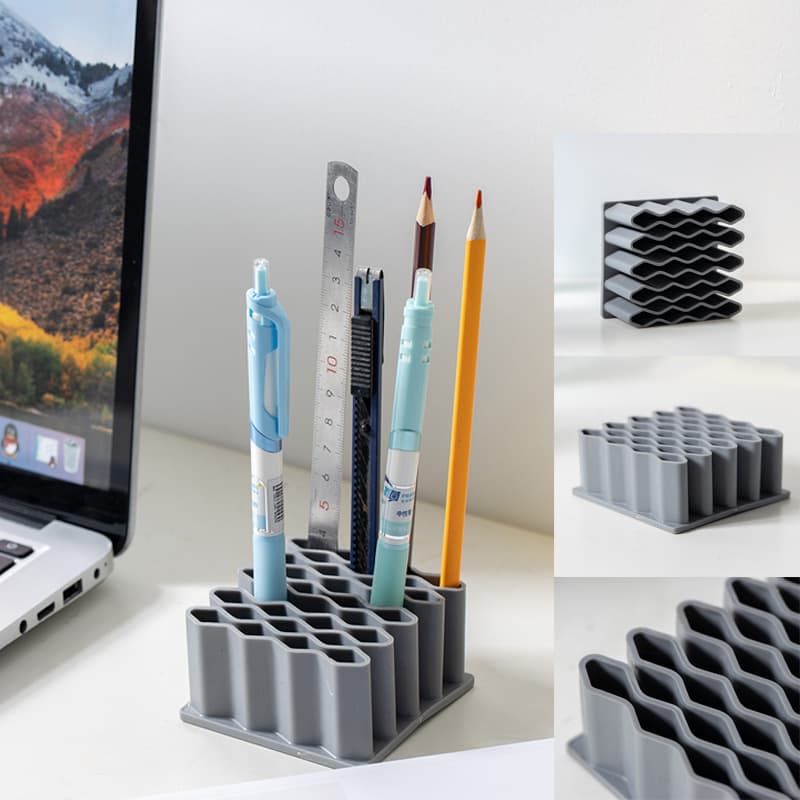 AA factory wholesale wave-shaped pen holder, creative cosmetic/eyebrow pencil organizer, office desktop stationery storage