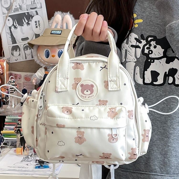 Forest-style Girl Cute Small Floral Mini Backpack Simple Versatile Handbag Crossbody Backpack Two-in-One Mini Backpack