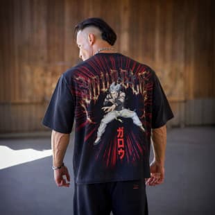YOUNGLA x One Punch Man Men's Oversized T-Shirt Muscle Sports Fitness Pure Cotton Print Loose Short Sleeve