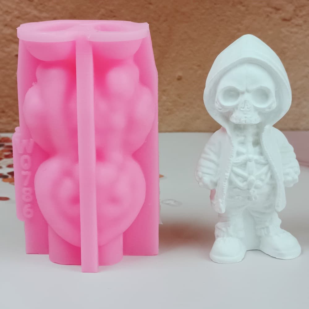 Bad Boy Skull Gang Ornament Candle Plaster DIY Plaster Ornament Candle Holder Silicone Mold W0786