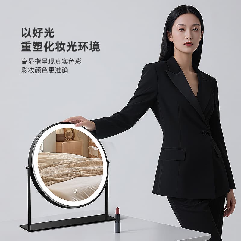 LED Makeup Mirror with Lights, Desktop Internet Celebrity Women's Touch Control Makeup Mirror, Amazon Style, Dormitory Desk Illuminated Vanity Mirror