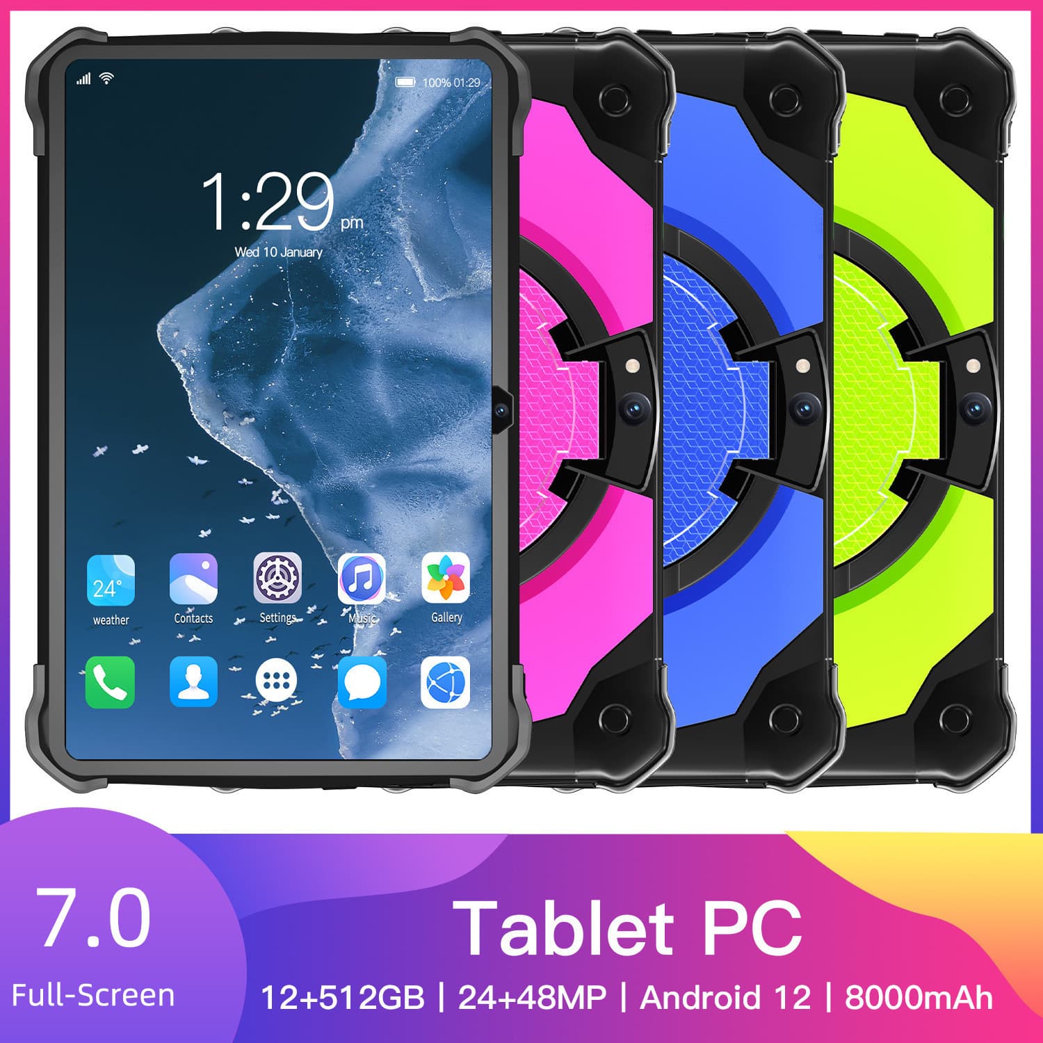 Cross-border long battery life 2026 new 7-inch mecha children's learning tablet 6+128 Android 12WiFi