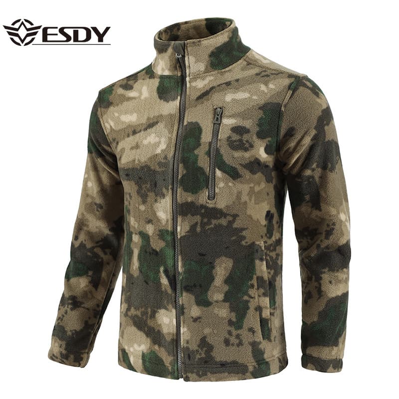 ESDY Outdoor Camo No.4 Fleece Jacket Double-Sided Polar Fleece Zip-Up Tactical Outerwear Inner Layer A162