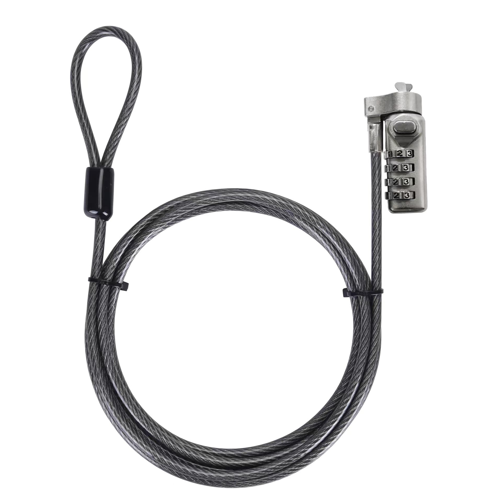Notebook 4-Digit Combination Lock, Coiled Steel Cable Laptop Lock for Multiple Lock Holes Universal
