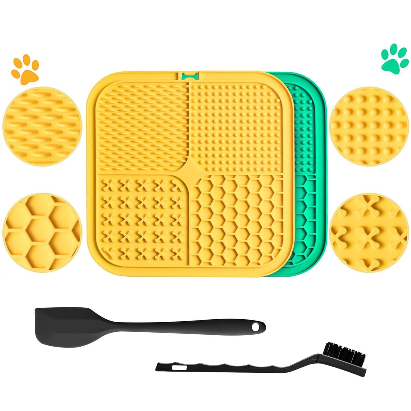Silicone Pet Lick Mat Silicone Pet Slow Feeder Mat Suction Cup Silicone Pet Slow Feeder Bowl Scraper Brush