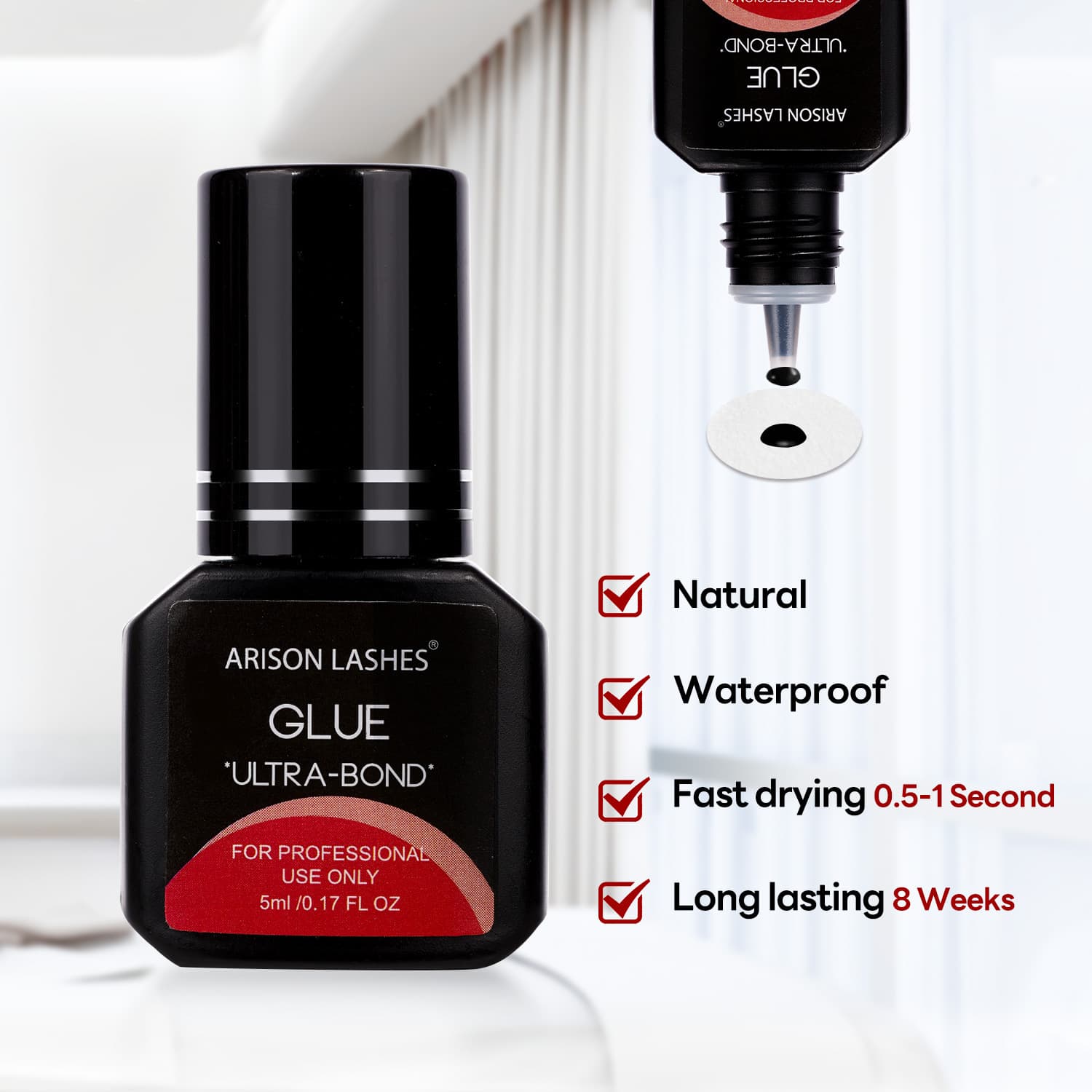 Eyelash Glue for Lash Studios, Quick-Dry, Low-Sensitivity, Long-Lasting, for Lash Extension Adhesive