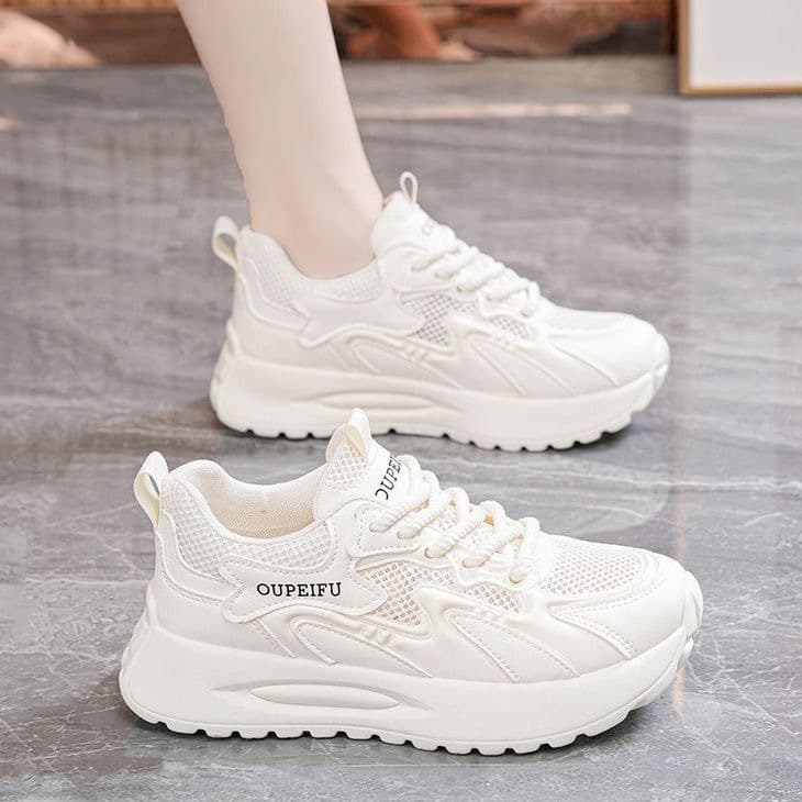Dad Sneakers Women Mesh Breathable 2026 Summer New Thick Sole Women Shoes Versatile Thin Mesh Sports Shoes XFG22