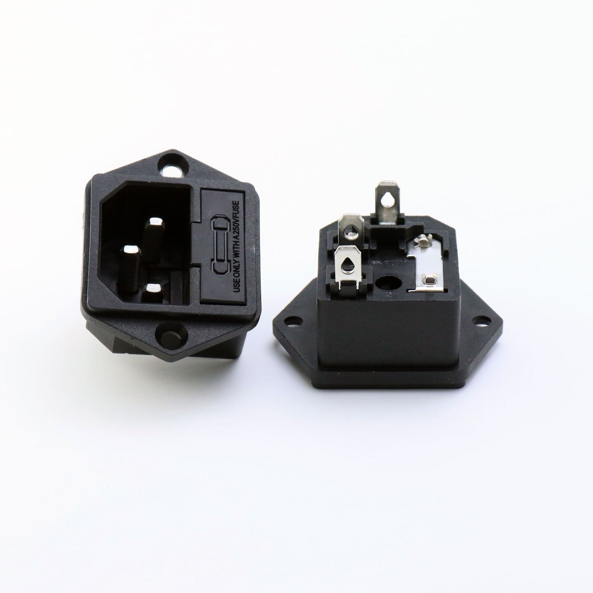 Power Socket AC-03 Industrial "Pin" Socket with Ears Screw Hole Fuse Dual Safety DF-14-F1
