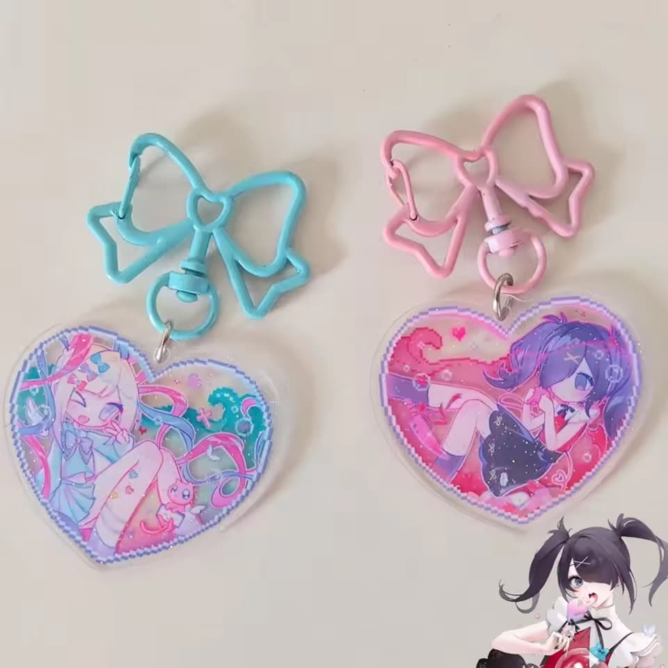 Game Peripheral Streamer Girl Heavy Dependency Keychain Cartoon Character Heart Acrylic High Appearance Pendant
