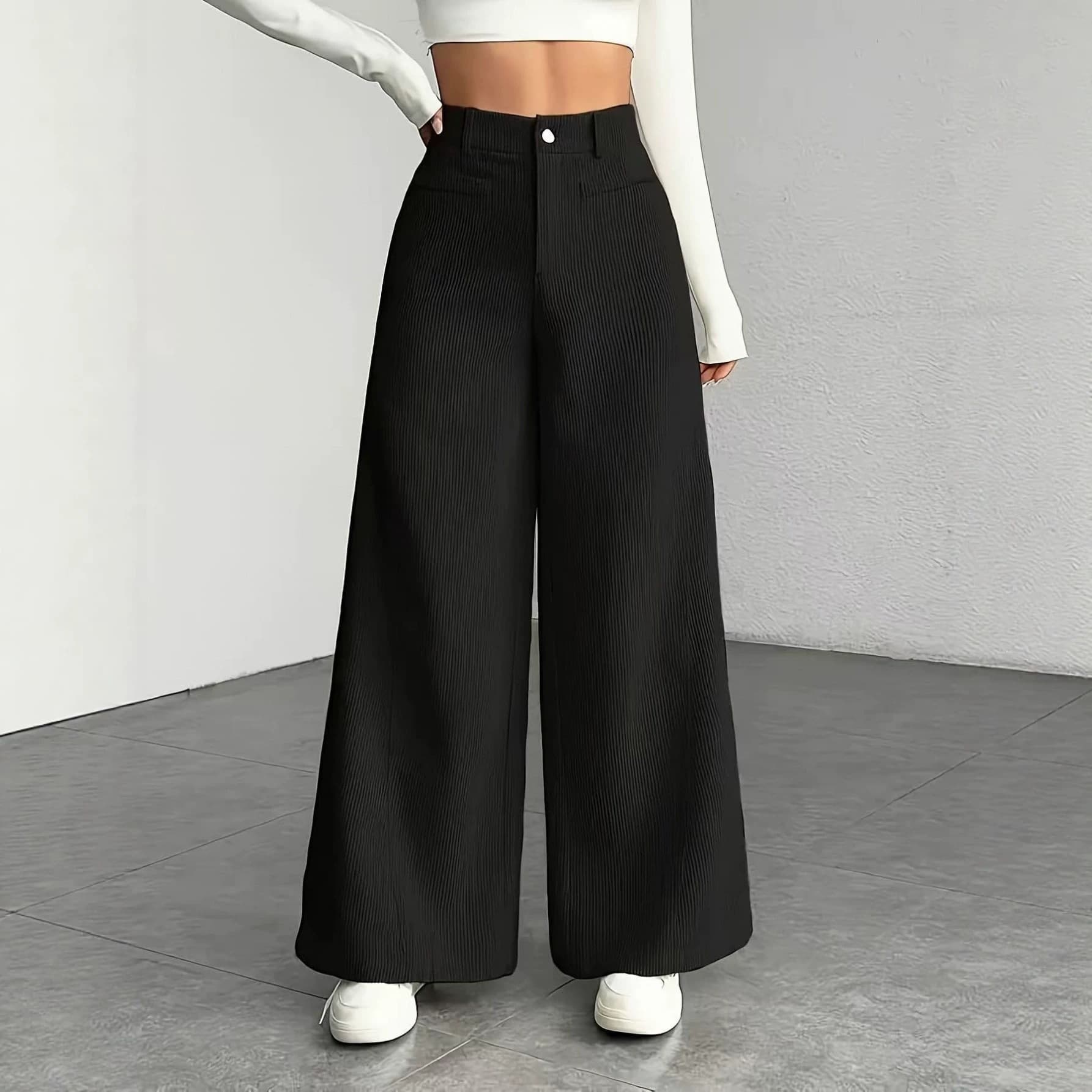 European and American Amazon Cross-Border Fall/Winter New Arrival Casual High-Waist Wide-Leg Pants Versatile Cargo Trousers