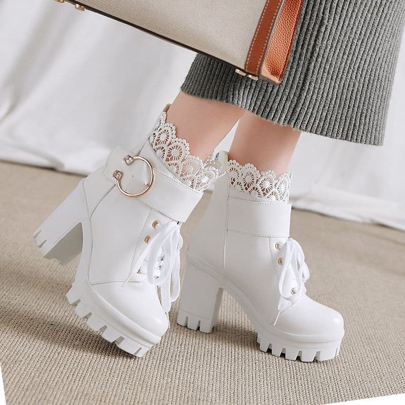 Nunbai 2025 Autumn/Winter New Back Zipper High Heel Martin Boots Women's Short Boots Chunky Heel Women's Boots Waterproof