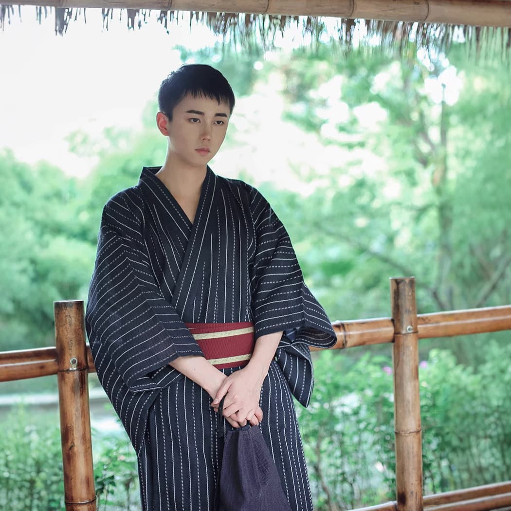 In Stock Men's Kimono Samurai Kimono Japanese Formal Kimono Yukata Set