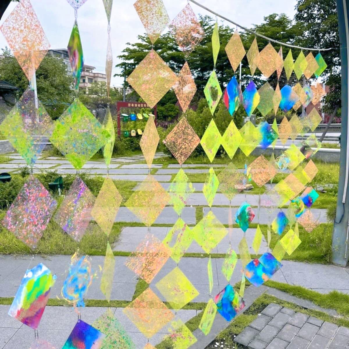 Children's Doodle Painting DIY Transparent Sheet Hanging Ornament Kindergarten Environment Creation Material PVC Square Sheet Decoration Plastic