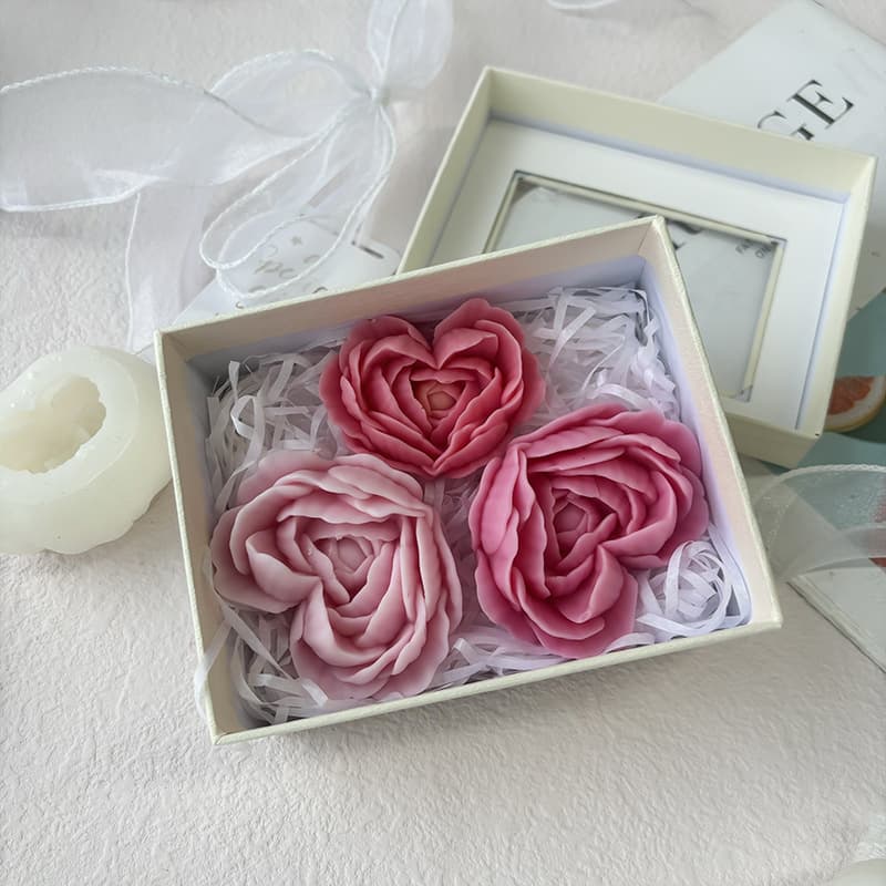 Heart Flower Mold Rose Scent DIY Floral Soap Resin Plaster Candle Silicone Mold