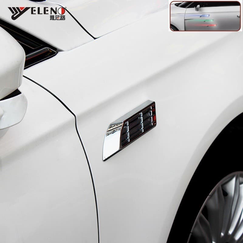 Car Solar Anti-Collision Warning Light Exterior Self-Adhesive Light Vehicle Flashing LED Fake Air Vent Light