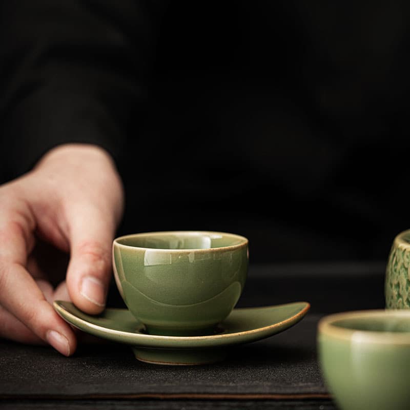 Teacup Retro Bamboo Green Ceramic Kung Fu Tea Set Household Supplies Tea Cup Tea Bowl Single Cup Personal Cup Master Cup Wholesale