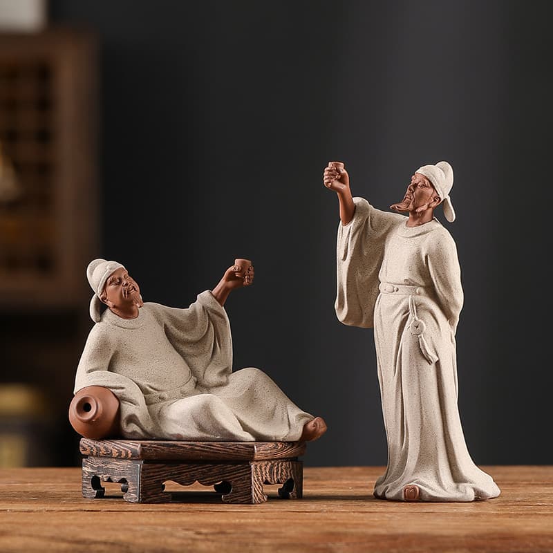 Chinese Zen Style Historical Figure Statue, Home Study Desktop Antique Shelf Decoration, Ceramic Craft Laozi Ornament
