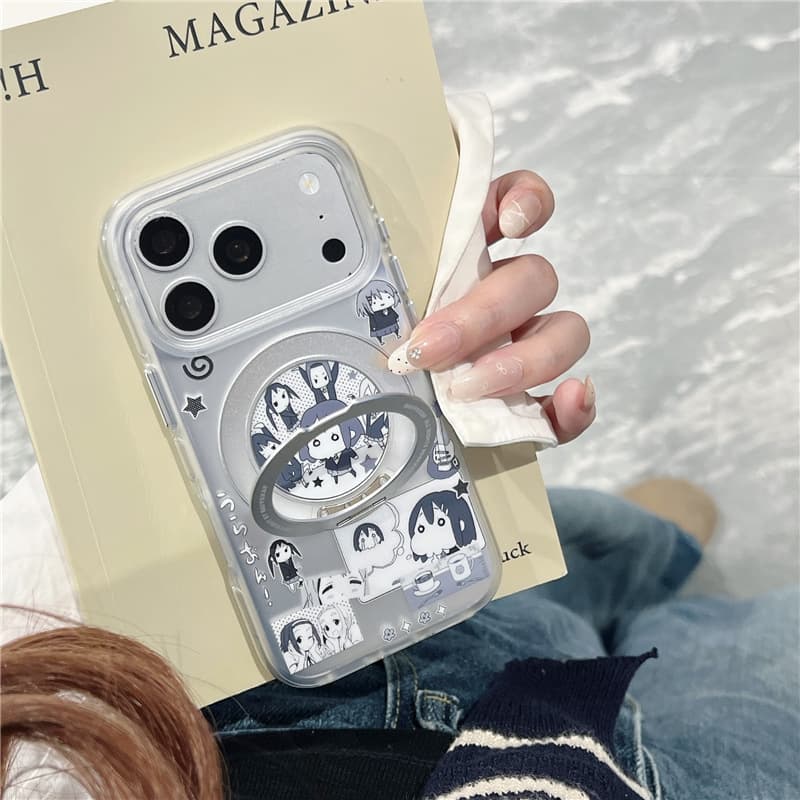 Cute Light Sound Girl 360 Integrated Stand Phone Case Compatible with iPhone 15 Pro Apple 17 Protective Cover