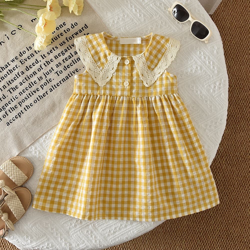 Toddler Dress Summer New Style Fashionable Baby Girl Vest Dress Sweet Plaid Dress for Little Kids Fresh and Cute Children's Dress