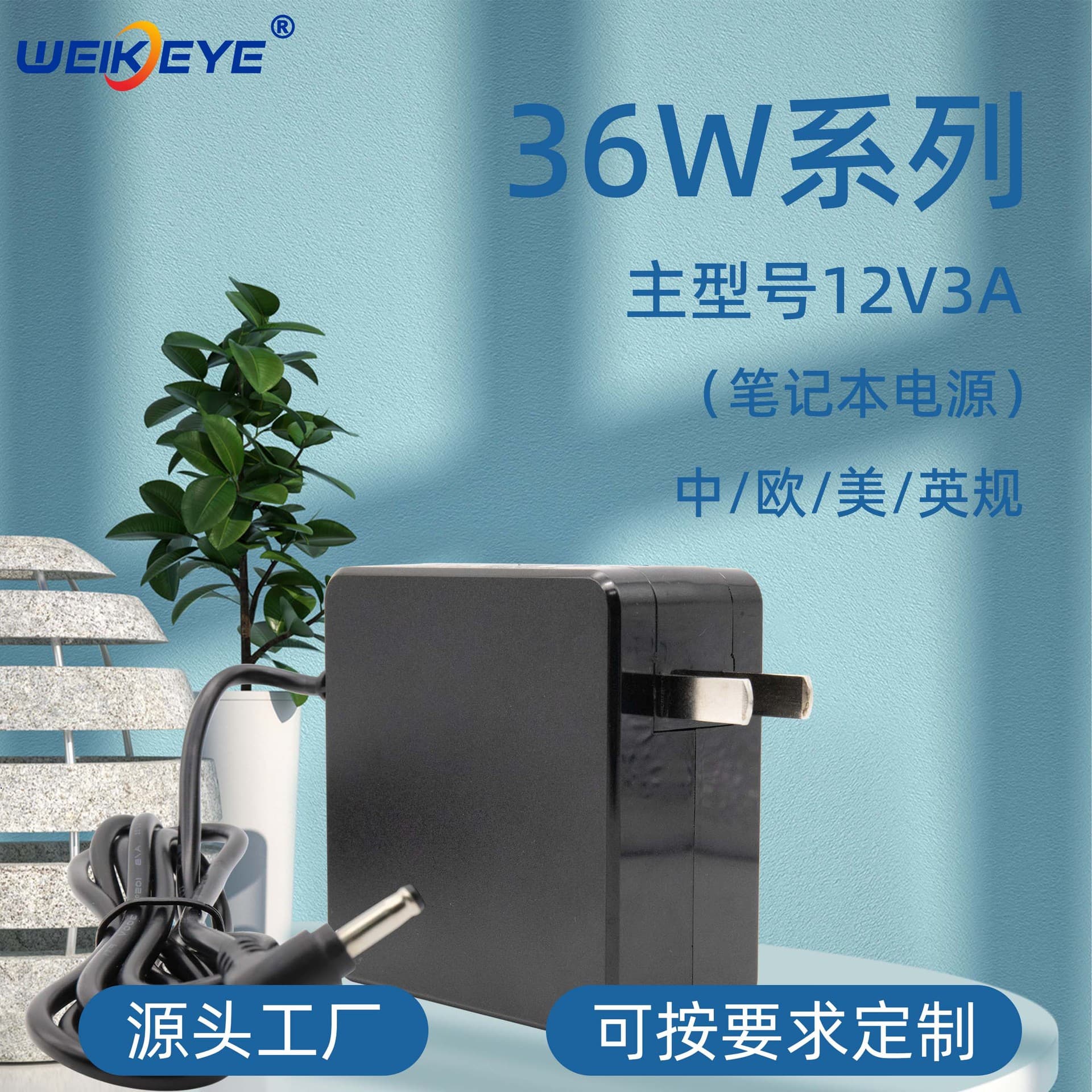 12V 3A certified laptop power adapter charger