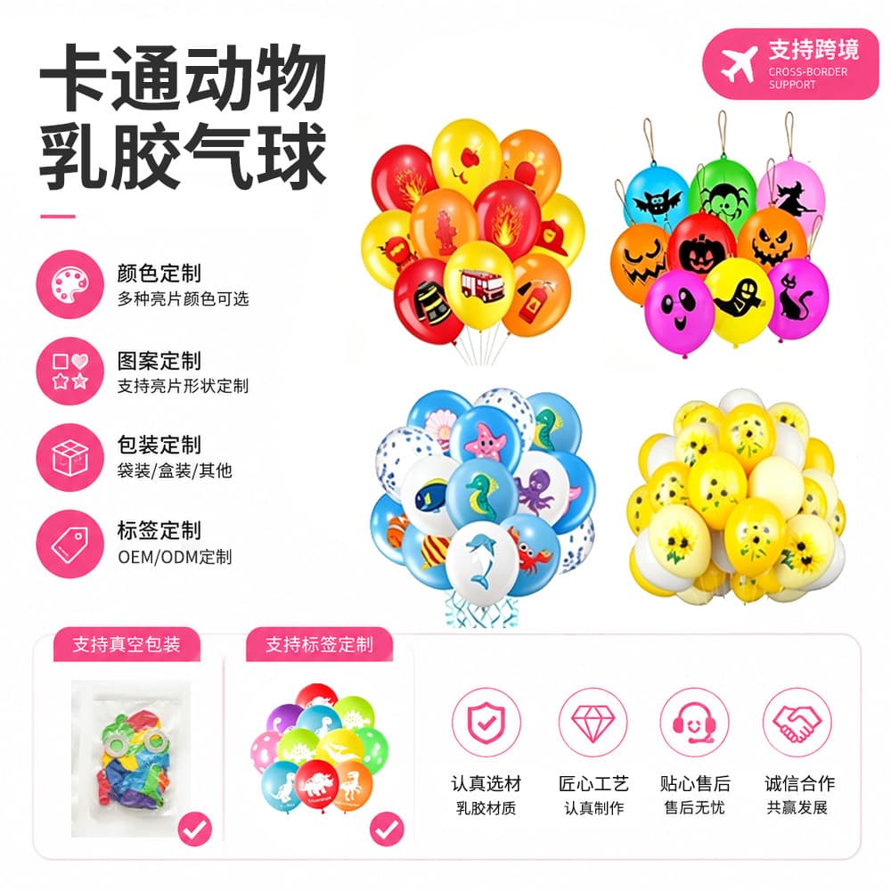 Cross-border 12-inch Cartoon Balloons for Kids Birthday Party Decorations Latex Balloon Set Park Stall Balloons