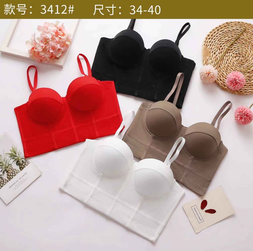 French Back Beauty Push-Up Underwire Corset with Pads and Underwire Bra, Suit Innerwear, Base Layer, Outerwear Underwear